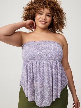 torrid Lavender Floral Smocked Strapless Tank
